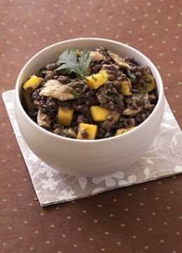 Photo de la recette : Salade de lentilles, sardine, mangue fraîche et coriandre