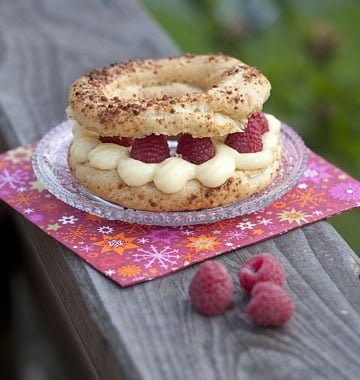 Photo de la recette : Paris-Brest banane citron et framboises