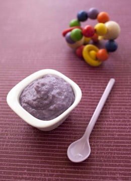 Purée de bébé choux rouge et pâte