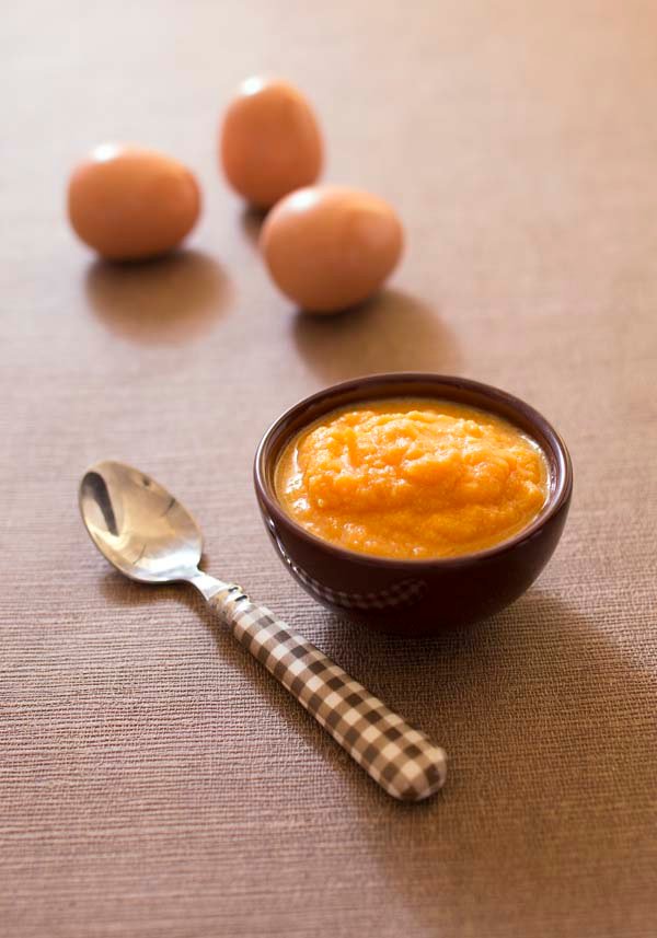 Puree De Courge Sucrine Pates Et Oeufs Durs Pour Bebe A Partir De 7 Mois Biodelices