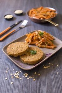 Galette pois chiche quinoa au curry de carottes