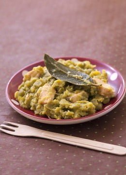 Dal de pois cassés aux poireaux et saumon : photo de la recette