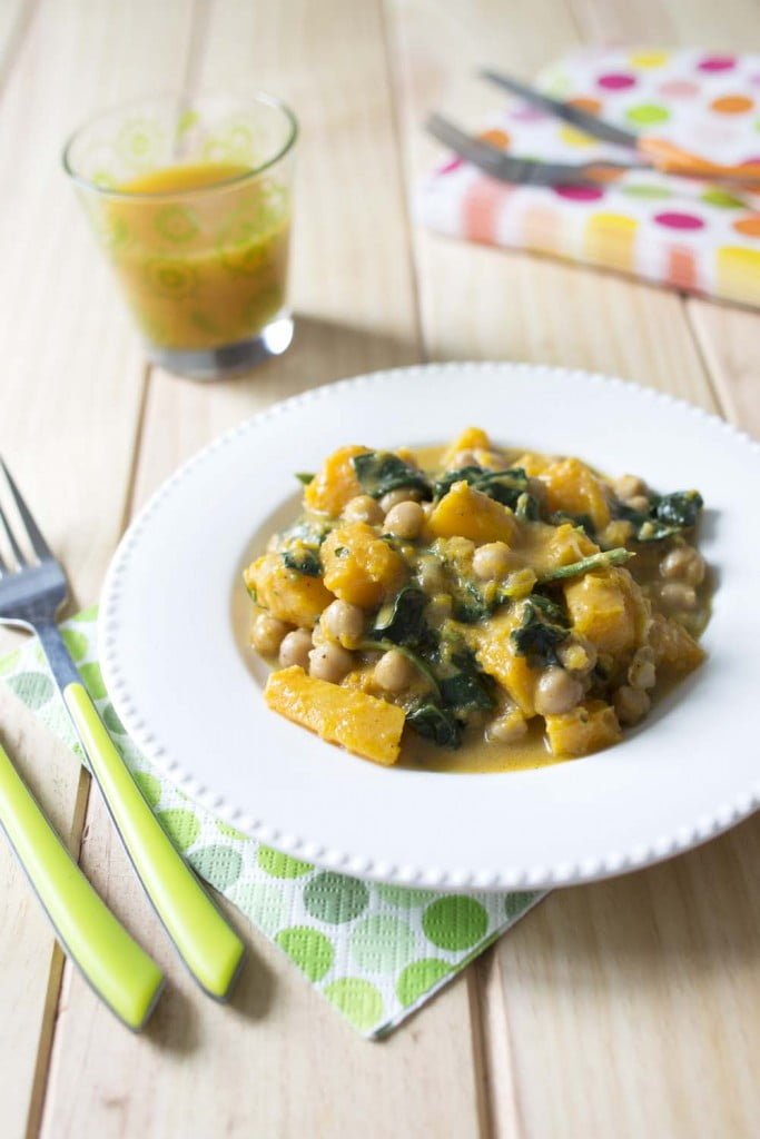 Photo de la recette : Curry de courge butternut aux pois chiches et épinards