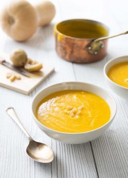 Soupe de courge butternut au lait de coco et citron confit : photo de la recette