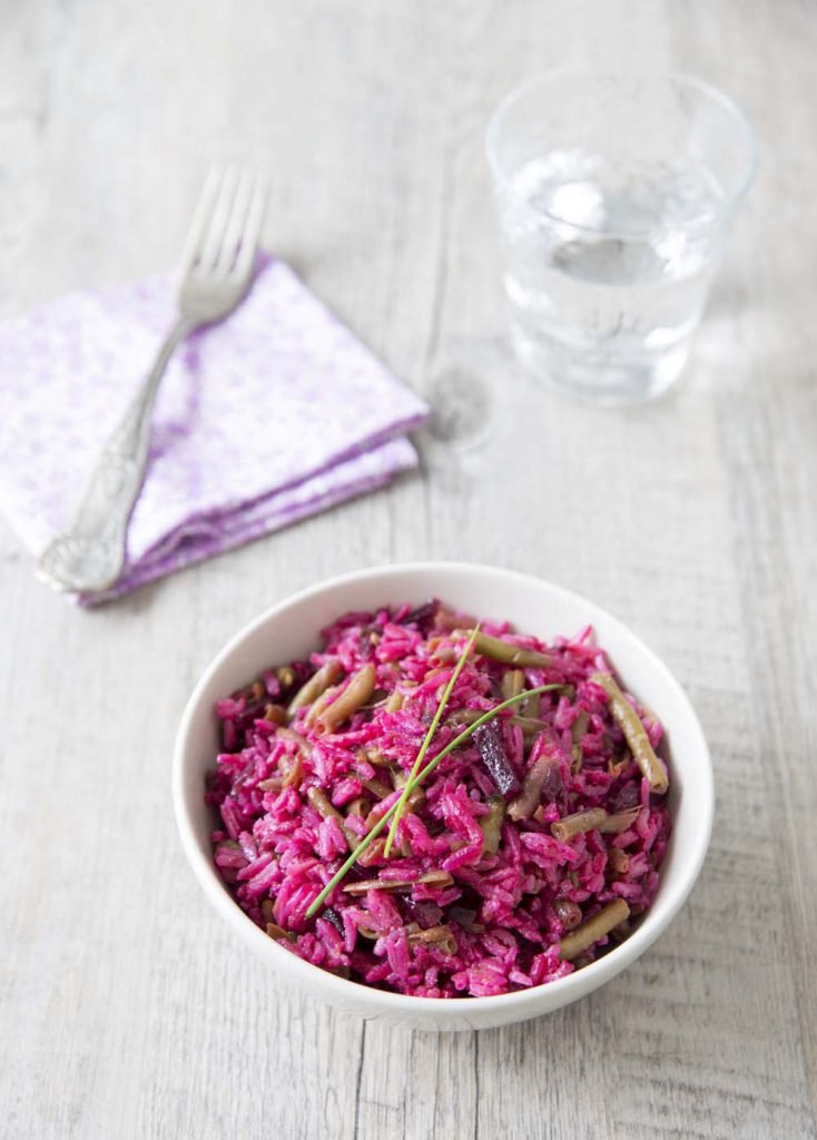 Photo de la recette : Salade toute rose haricots betterave – recette express