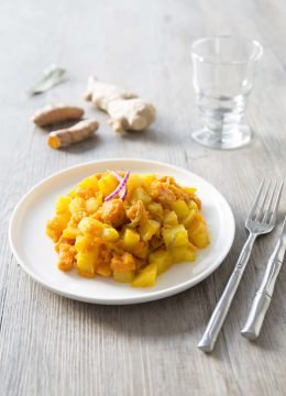 Poêlée de patate douce et pomme de terre à l’huile de coco
