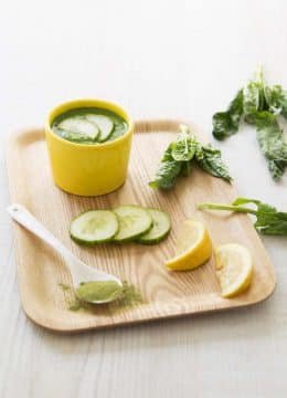 Soupe froide concombre épinards moringa