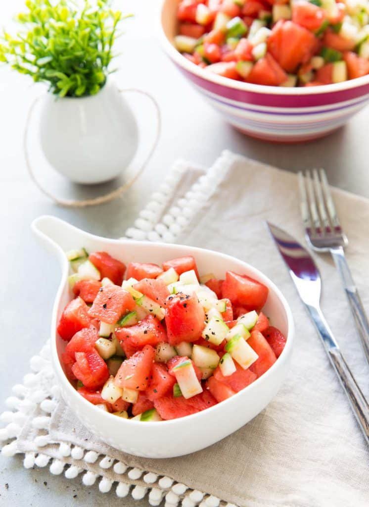Photo de la recette : Salade pastèque concombre, fraîche et croquante