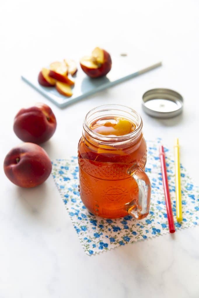 Photo de la recette : Thé glacé pêche et fleur d’oranger