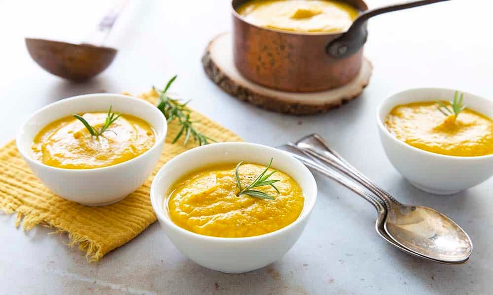 Recette velouté de courge butternut poireaux coco curry