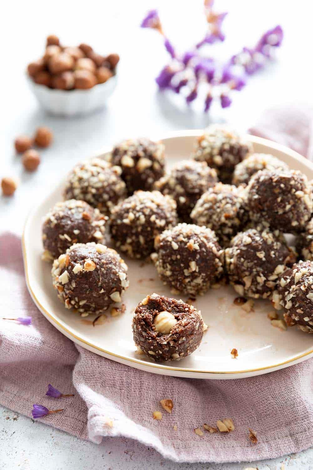 Recette de Truffes chocolat noir, noisettes et Huile de Noisette