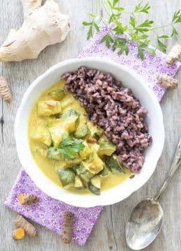 Recette Courgettes à l'indienne sauce lait de coco et gingembre